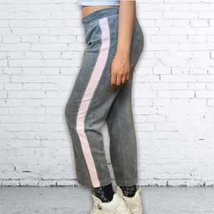 Gray Velour Varsity Track Pants